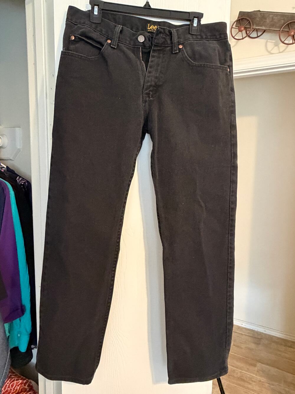 Lee Men's Black Jeans Size 32x30 Straight Fit Denim Pants